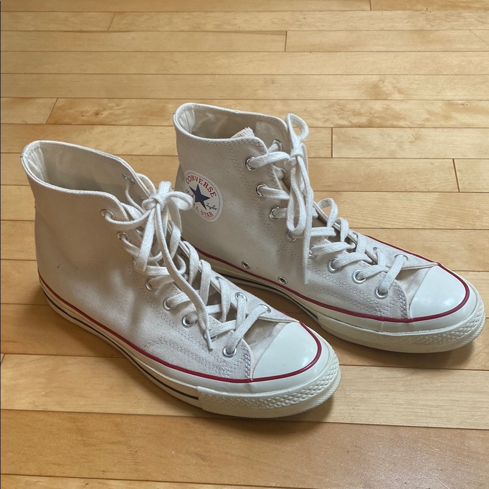Converse ‘Chuck Taylor’ Classic White High-Tops with Red Accents